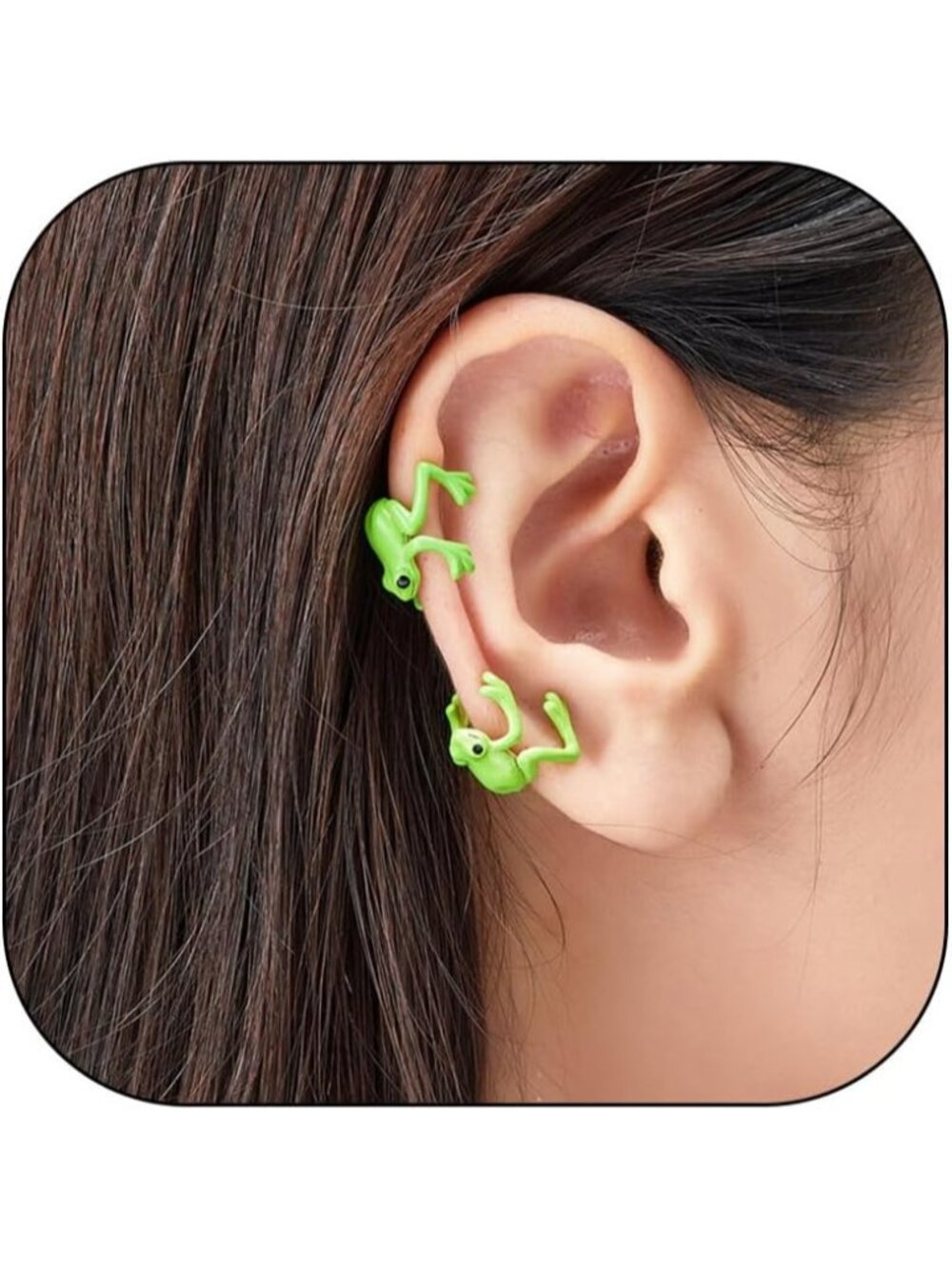Women's Green Push Back Cute Stuff Vintage Shaped Stud Animal Frog  Earrings